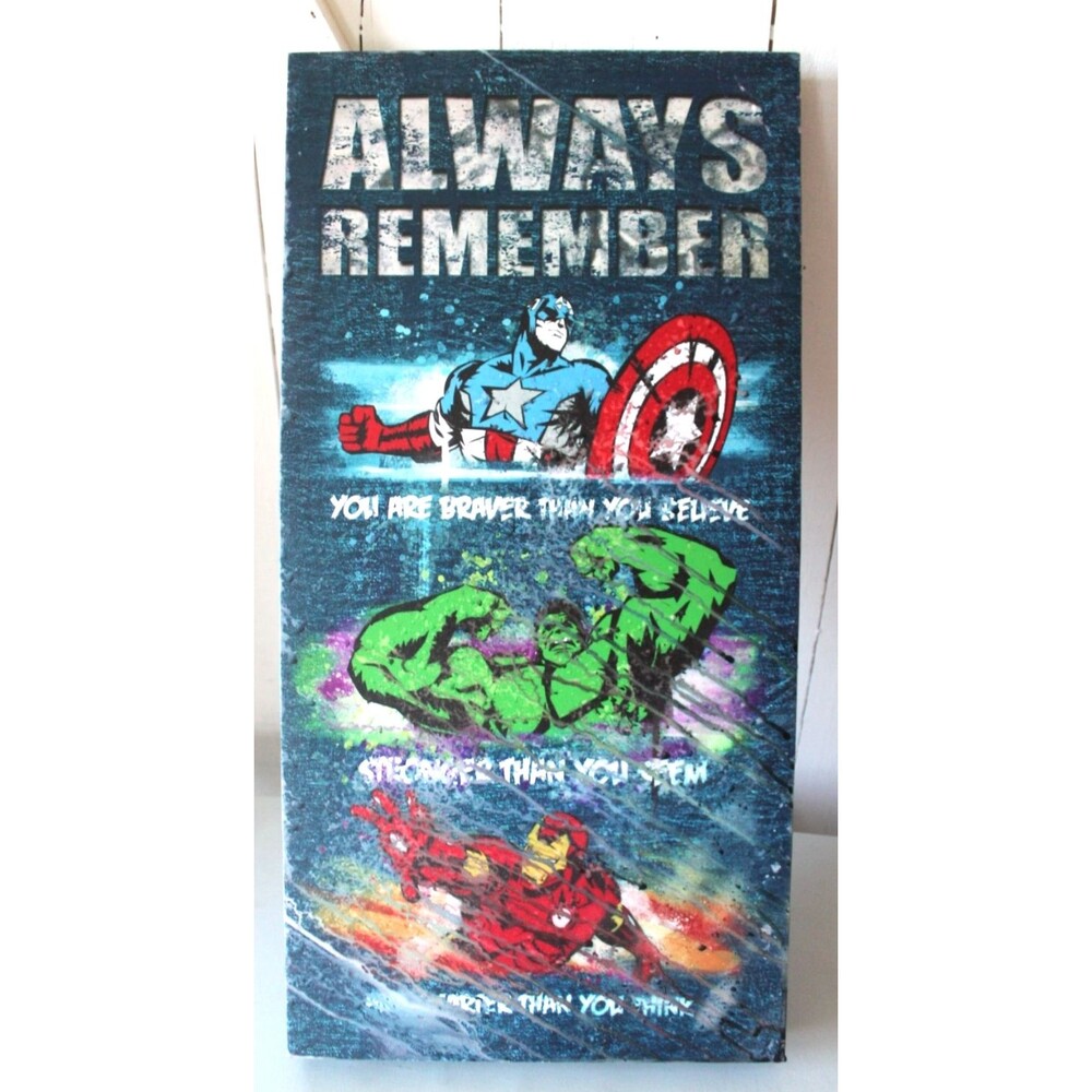 Marvel Avenger’s Always Remember Canvas Wall Print Picture Decor 12" x 24"